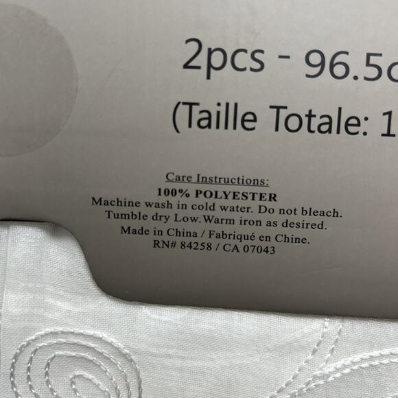 Designer Collection Elite Drapery 2 Window Panels 38 x 84 White Sheer Floral NEW - Picture 6 of 7